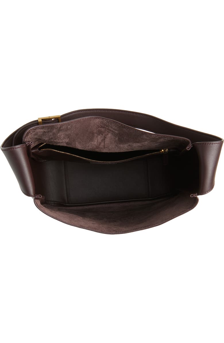 Saint Laurent Large Le 5 À 7 Leather Hobo Bag, Alternate, color, Raisin