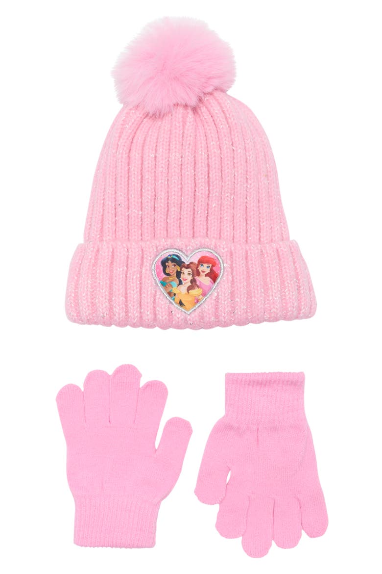 Kids' Disney Princess Beanie & Gloves Set, Main, color, PINK