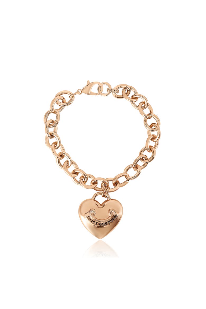 Gold-Tone Chain Bracelet with Heart Charm, Main, color, Gold