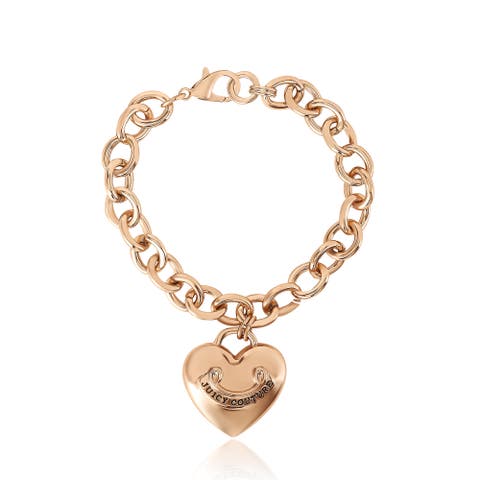 Gold-Tone Chain Bracelet with Heart Charm
