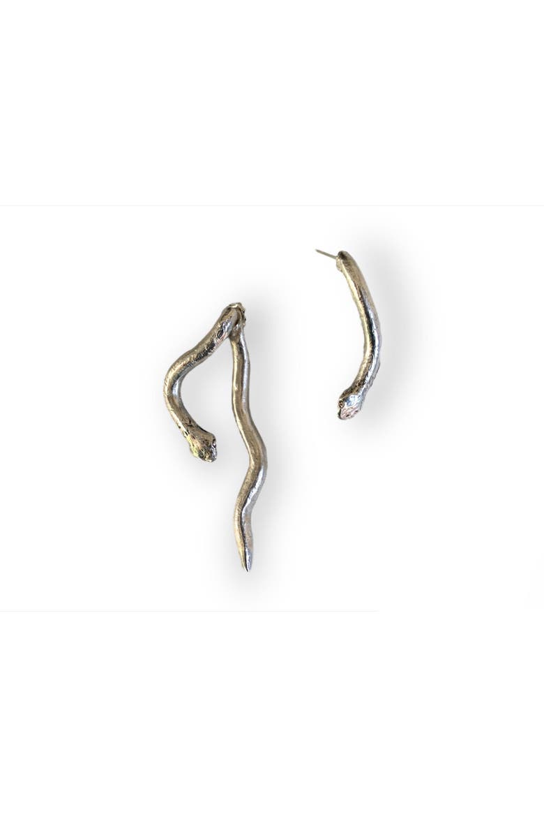 Silver Serpent Earrings, Alternate, color, Sterling Silver