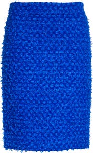 ST. JOHN Wool Blend Fringed Eyelash Yarn Skirt