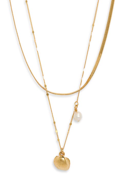 Set of 2 Shell & Freshwater Pearl Necklaces