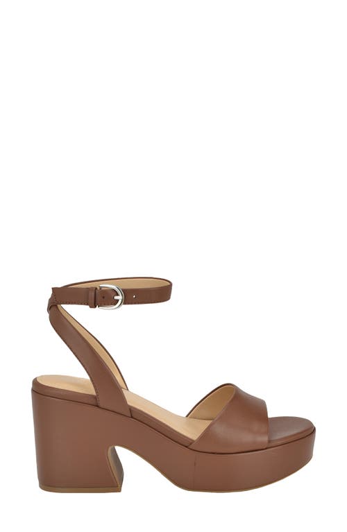 Calvin Klein Summer Ankle Strap Platform Sandal In Medium Brown