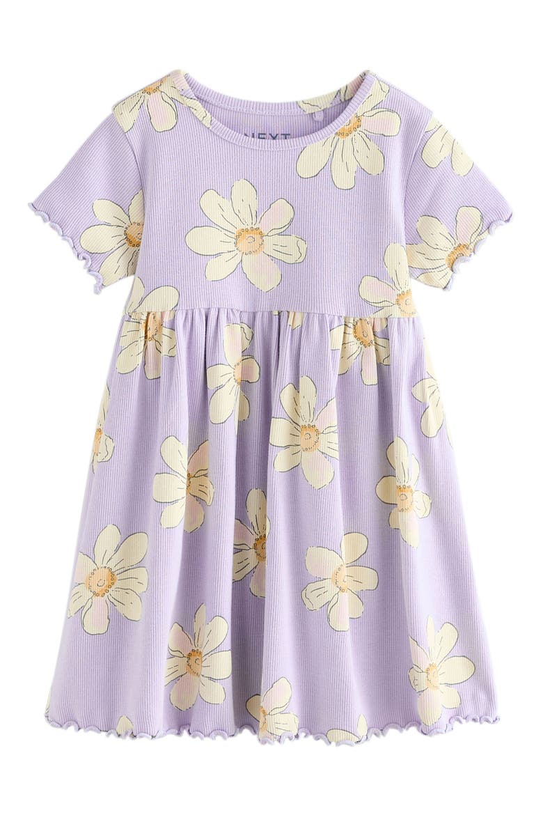 Kids' Daisy Print Rib Dress, Main, color, PURPLE