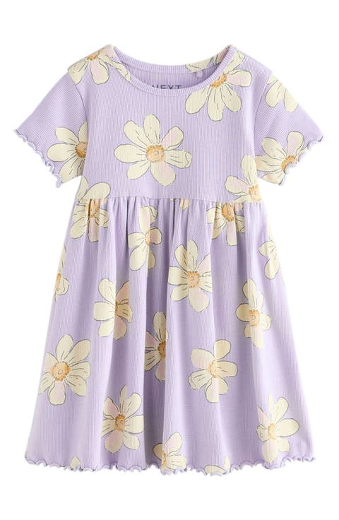 Kids' Daisy Print Rib Dress (Baby, Toddler & Little Kid)