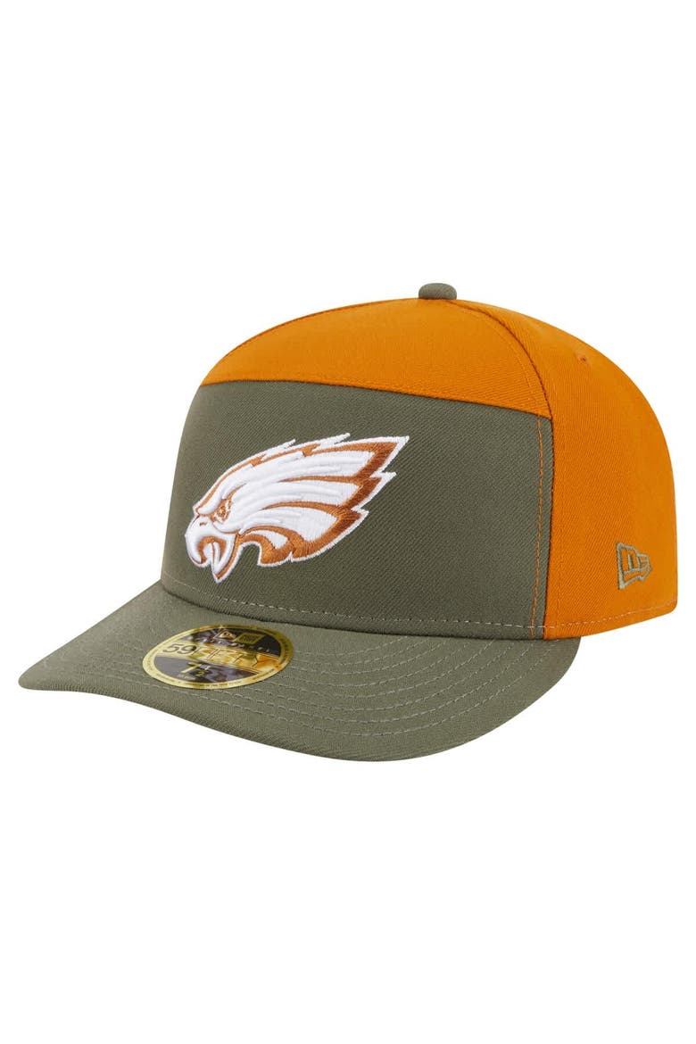 Men's New Era Olive/Brown Philadelphia Eagles Two-Tone Color Pack Split Panel 59FIFTY Fitted Hat, Main, color, Olive