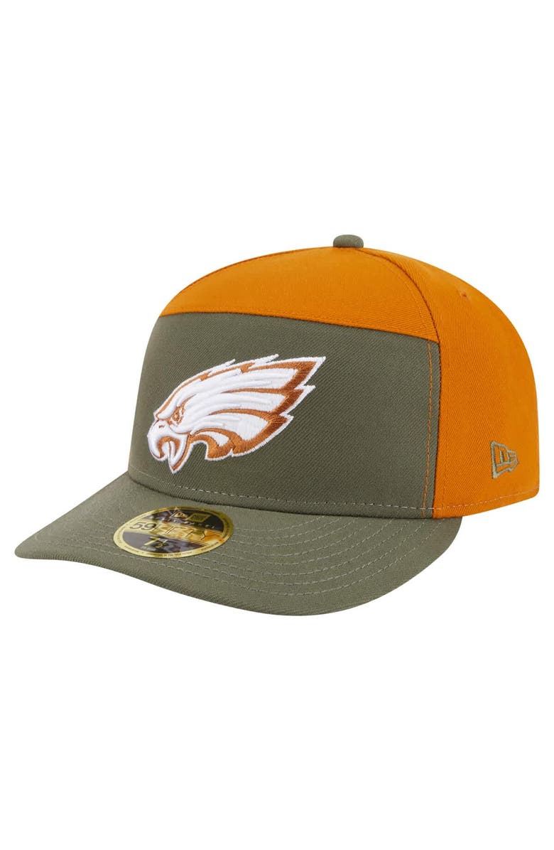 New Era Men's New Era Olive/Brown Philadelphia Eagles Two-Tone Color Pack Split Panel 59FIFTY Fitted Hat, Main, color, Olive