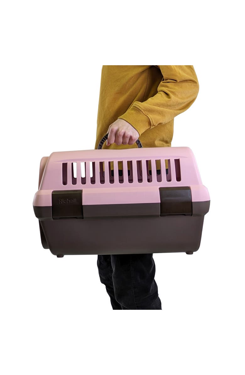 Richell Pet Travel Carrier II, Medium Pink, Dog and Cat Transporter, Alternate, color, 