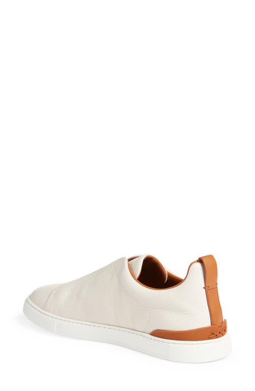 Zegna Triple Stitch Deerskin Leather Slip-on Sneaker In White