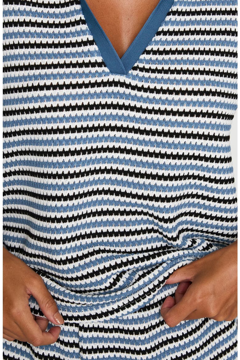 On Vacation Open Stitch Top & Shorts Set, Alternate, color, BLUE STRIPE