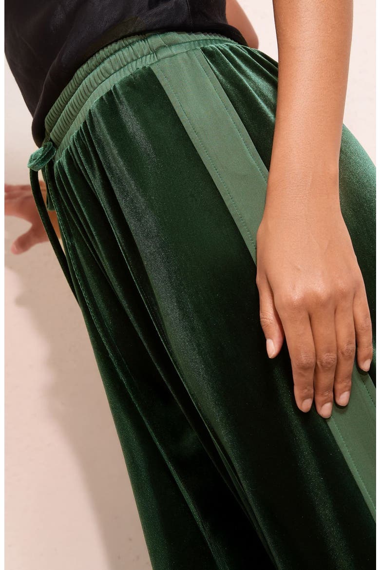 Velvet Wide Leg Pants, Alternate, color, GREEN