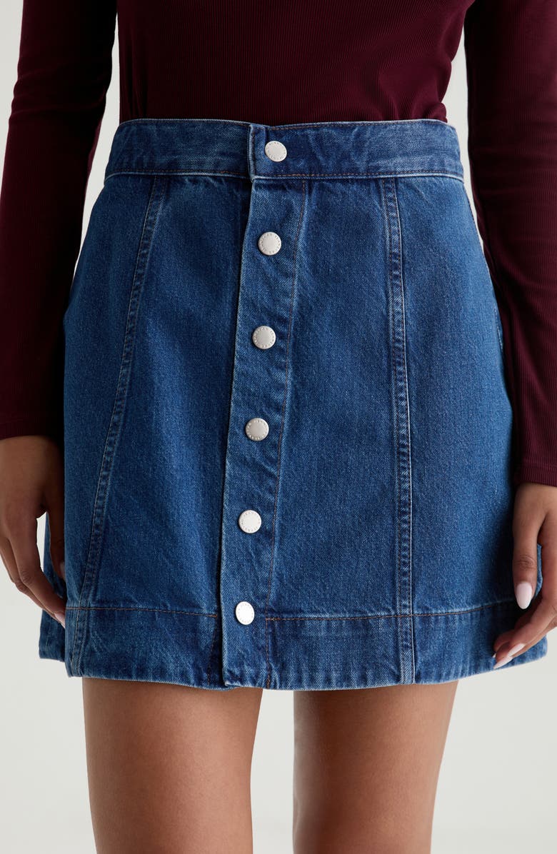AG Evie A-Line Denim Miniskirt, Alternate, color, Denali