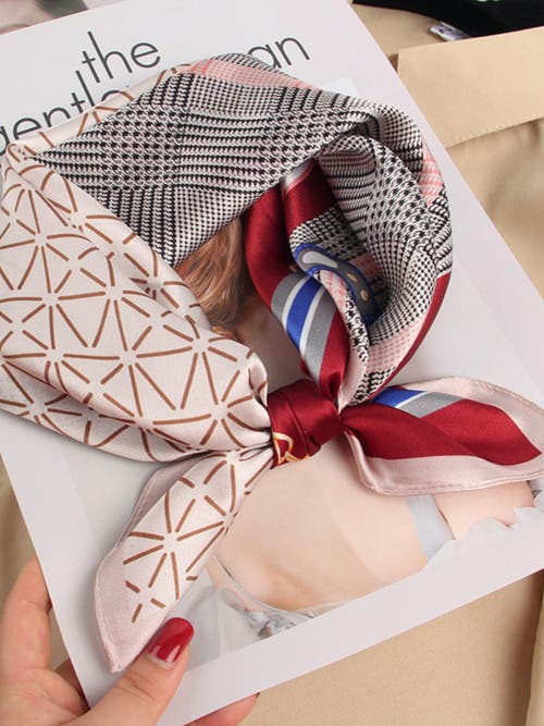 Silksilky Pure Silk Printed Designer Square Scarf In Burgundy