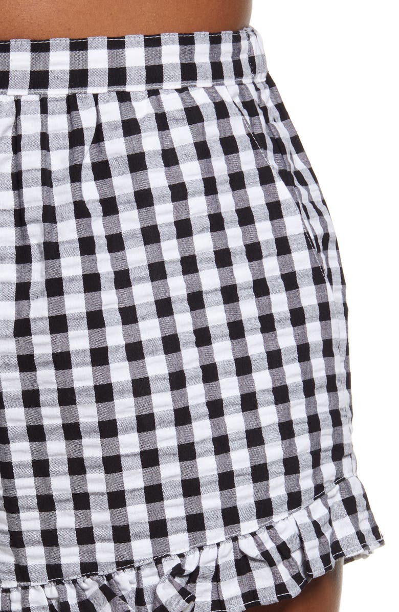 BP. Ruffle Trim Gingham Cotton Shorts, Alternate, color, 
