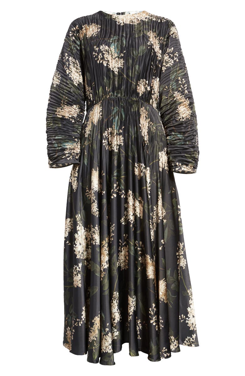 Vince Lilac Floral Print Pleated Dress, Alternate, color,