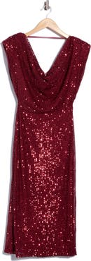 Mila Mae Cowl Neck Sequined Midi Dress