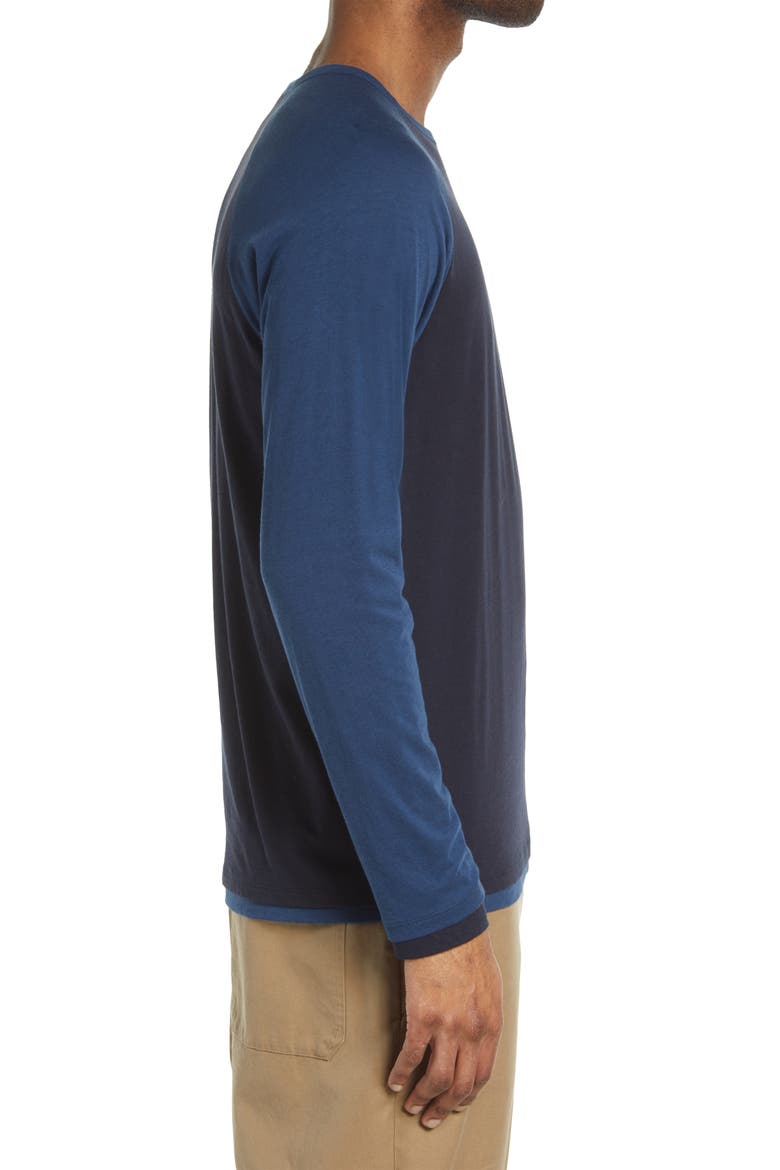 Regular Fit Double Layer Baseball Crewneck Shirt, Alternate, color, COASTAL/ COUNTRY BLUE