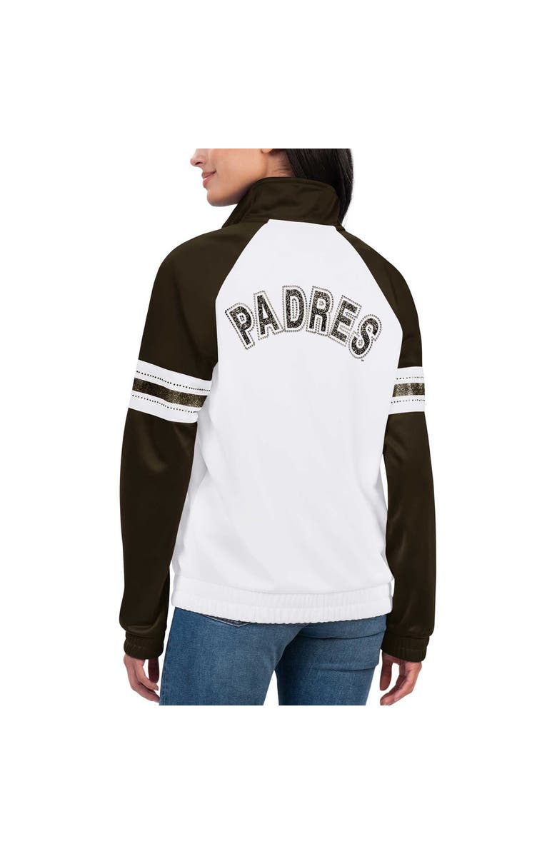 G-III 4HER BY CARL BANKS Women's G-III 4Her by Carl Banks White San Diego Padres Show Up Raglan Full-Zip Track Jacket, Alternate, color, 
