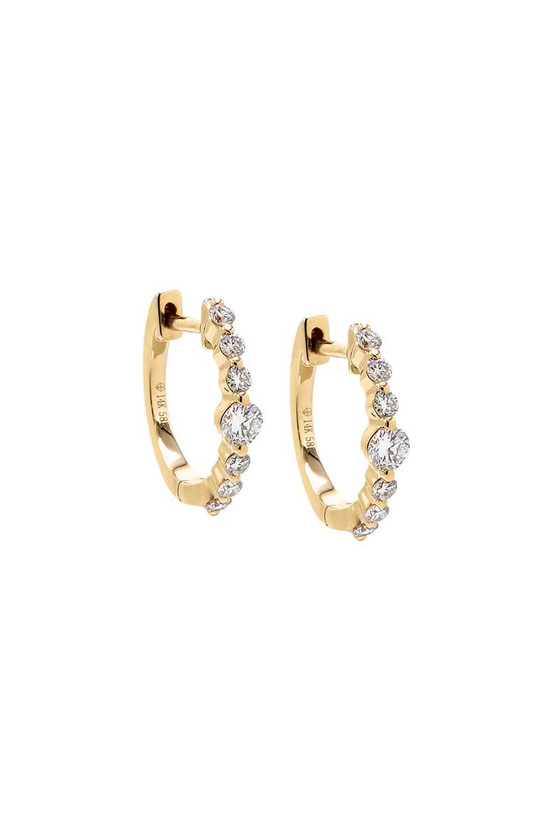 Floating Diamond Embedded Huggie Earring 14K, Main, color, 14K Gold