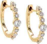 BY ADINA EDEN Floating Diamond Embedded Huggie Earring 14K