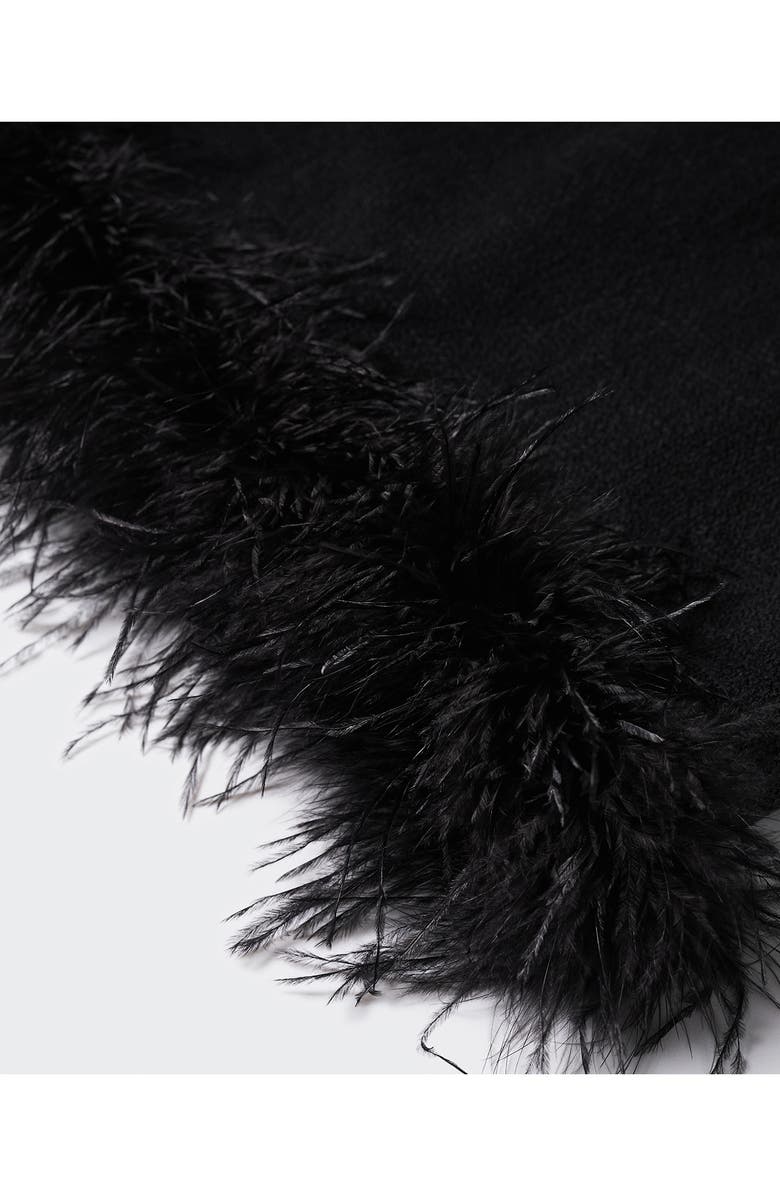 MANGO Faux Feather Minidress, Alternate, color,