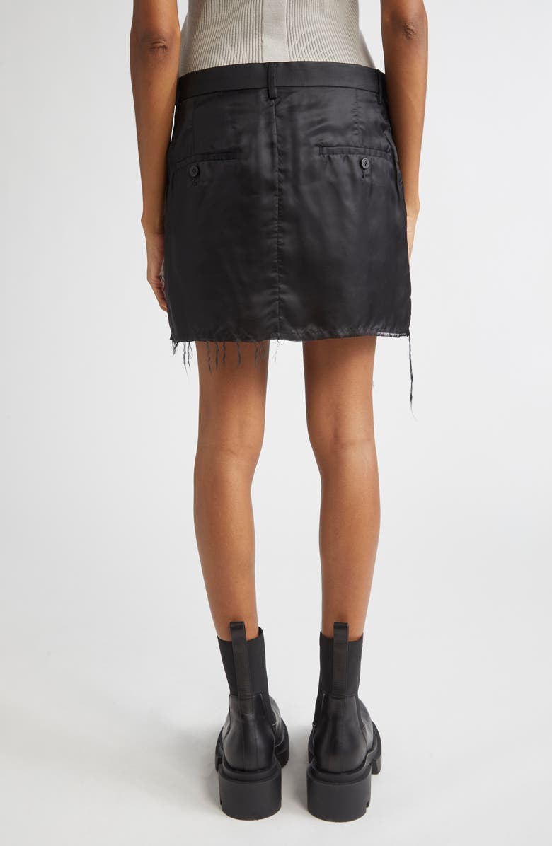 Rick Owens Firbanks Raw Edge Satin Miniskirt, Alternate, color, Black