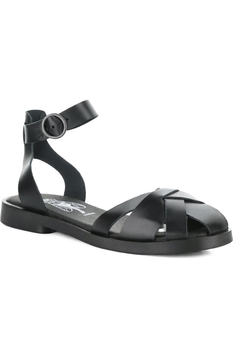 Fly London Alli Ankle Strap Fisherman Sandal, Main, color, Black