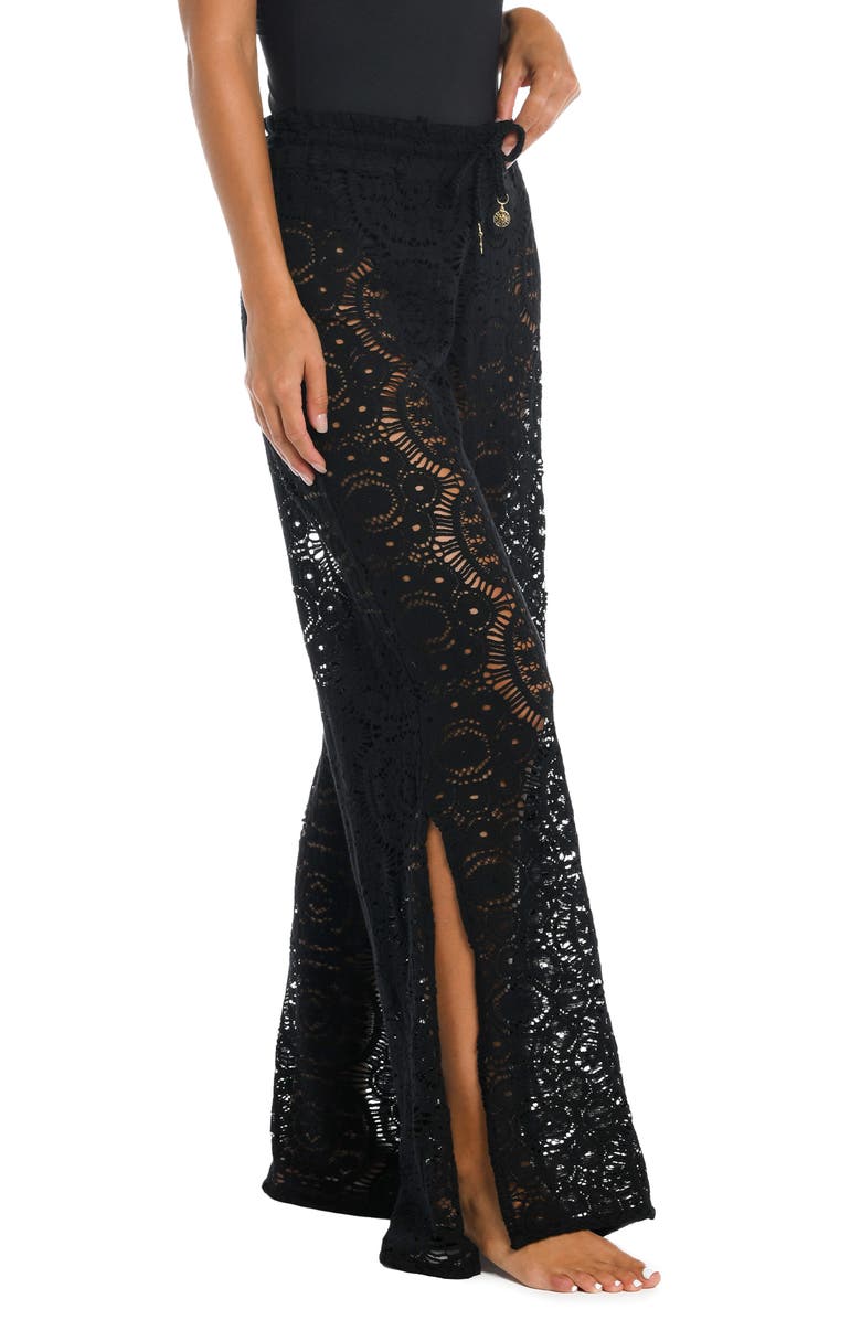 Sunshine 79 Open Stitch Cover-Up Beach Pants, Alternate, color, Black