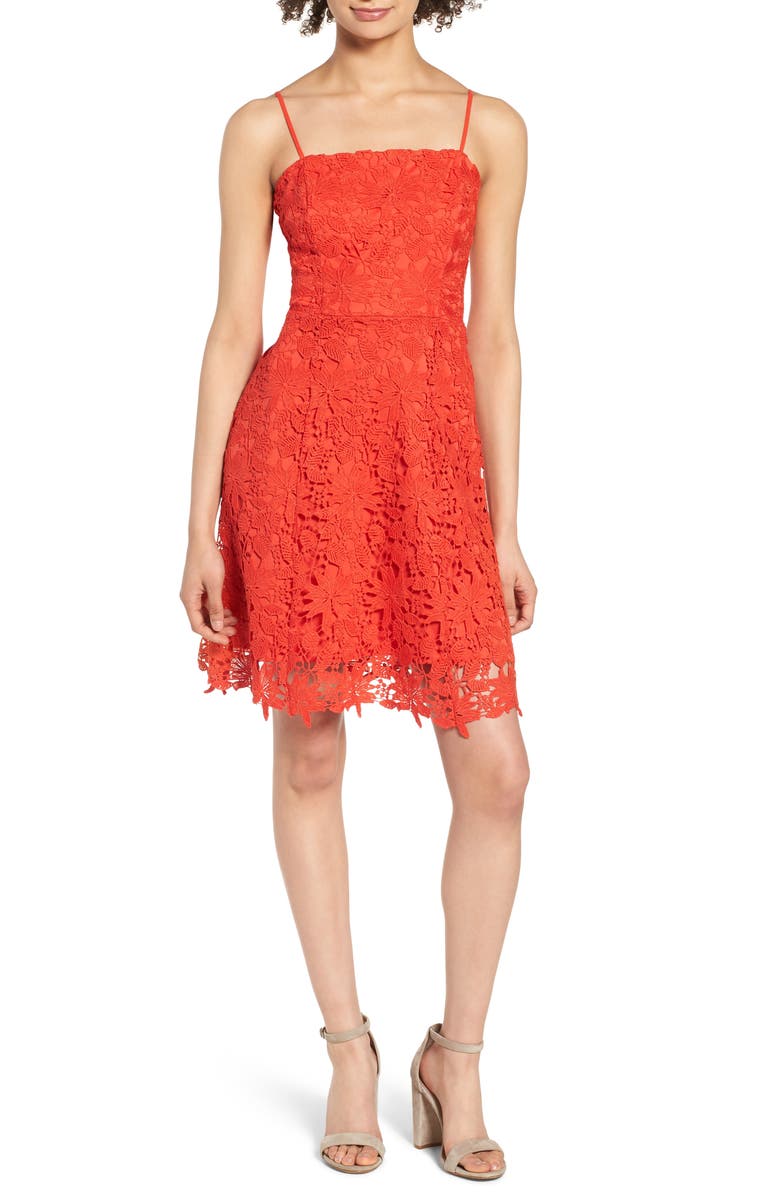 Soprano Lace Fit & Flare Dress, Main, color, 