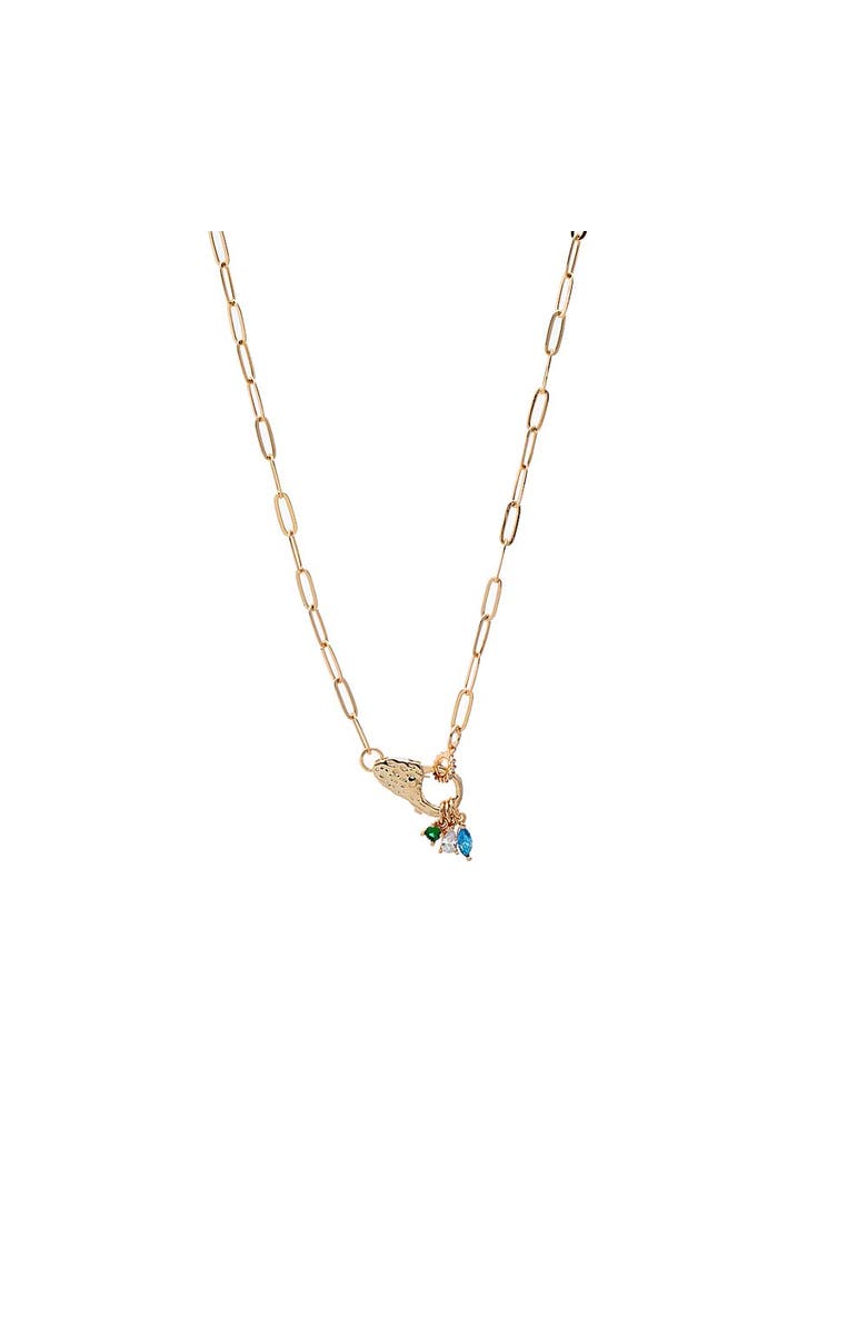 BY ADINA EDEN Pave Clasp Charmed Paperclip Necklace, Main, color, Gold