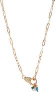 BY ADINA EDEN Pave Clasp Charmed Paperclip Necklace