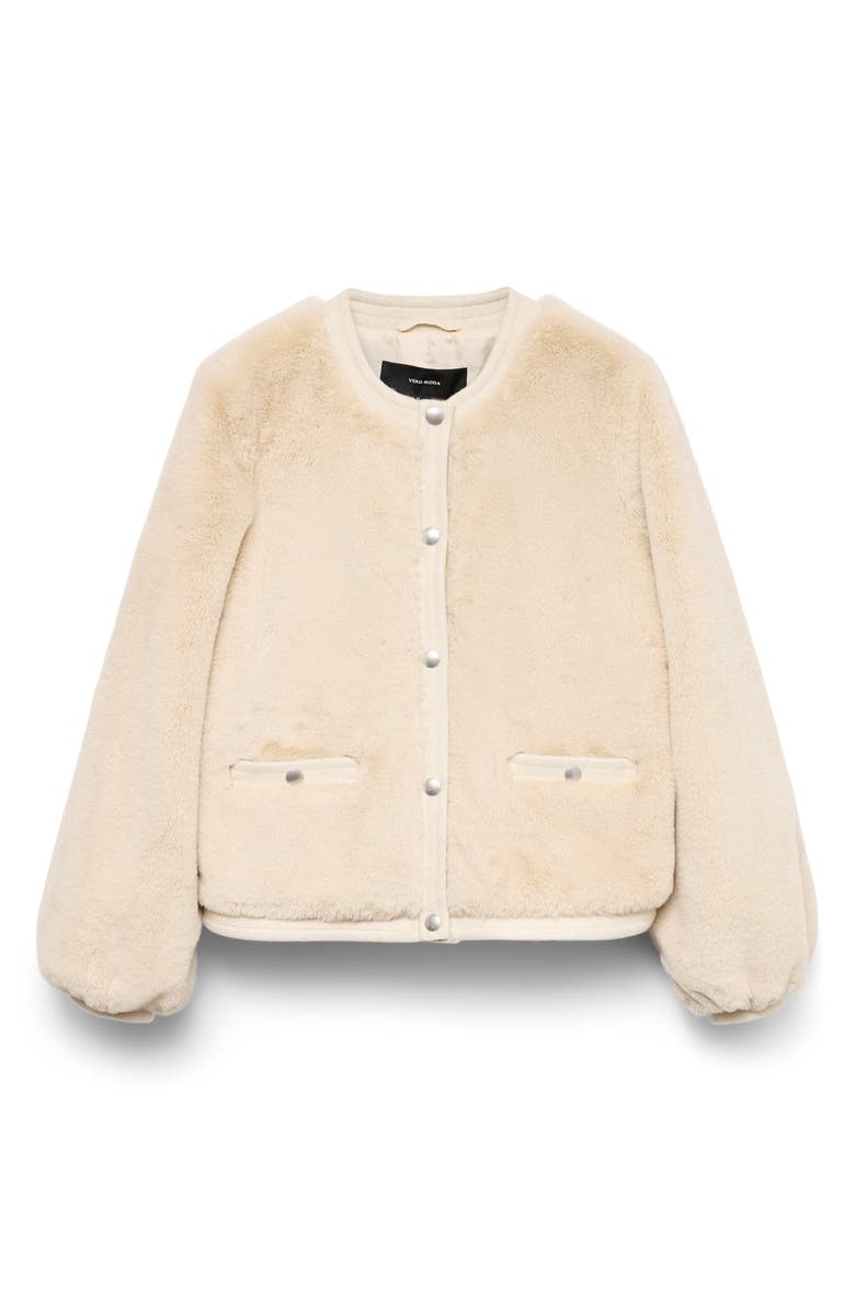 VERO MODA Starlet Faux Fur Jacket, Alternate, color, Oatmeal