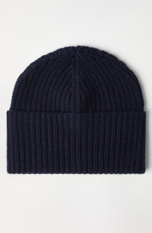 Brunello Cucinelli Cashmere Rib Knit Beanie In Navy Blue