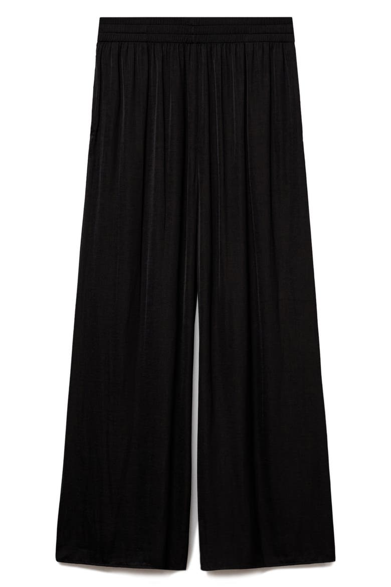 Pleated Wide Leg Pull-On Pants, Alternate, color, BLACK