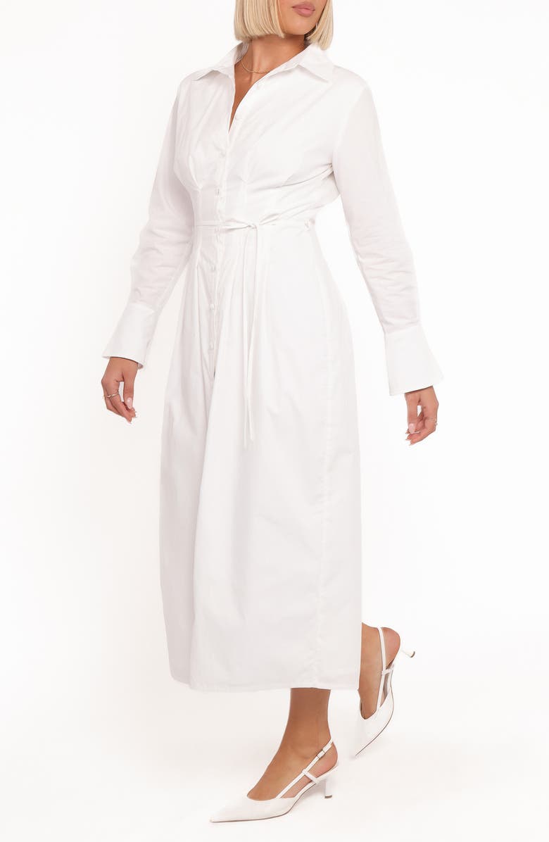 Petal & Pup Alexander Long Sleeve Cotton Midi Shirtdress, Alternate, color, Ivory