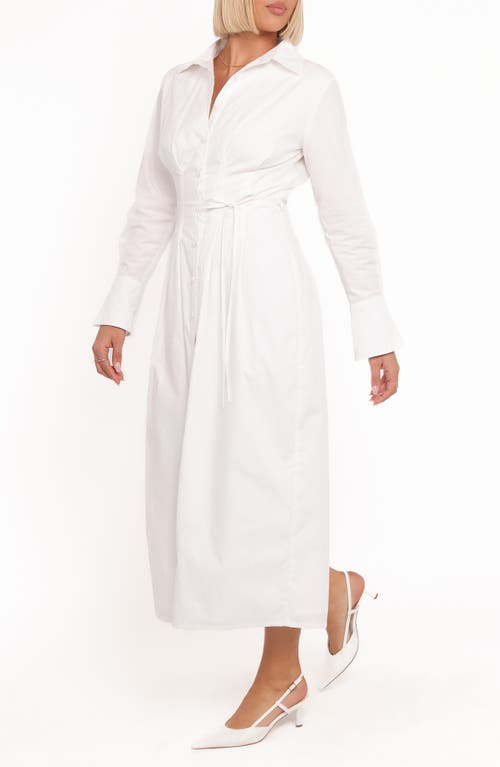 Petal And Pup Petal & Pup Alexander Long Sleeve Cotton Midi Shirtdress In White