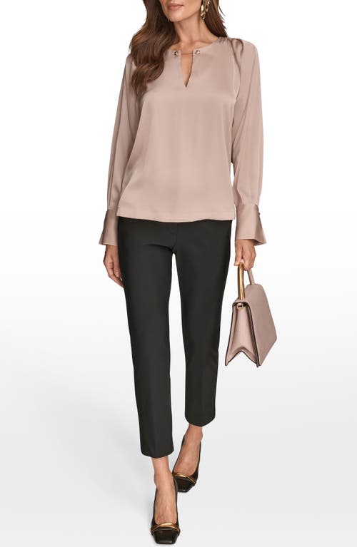 Donna Karan New York Chain Detail Long Sleeve Top In Neutral