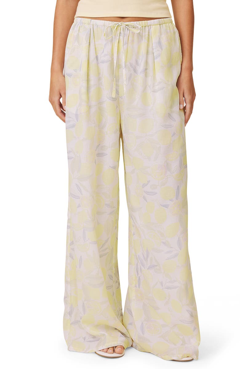 Splendid Lia Lemon Print Drawstring Pants, Main, color, Purple/ Lemon Print