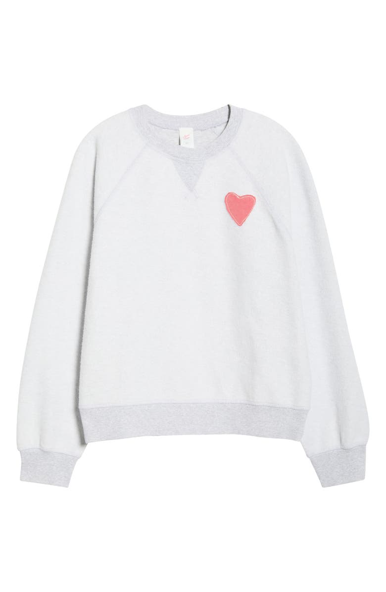 Marine Layer Cloud 9 Heart Appliqué Reversible Fleece Sweatshirt, Main, color, Heather Grey