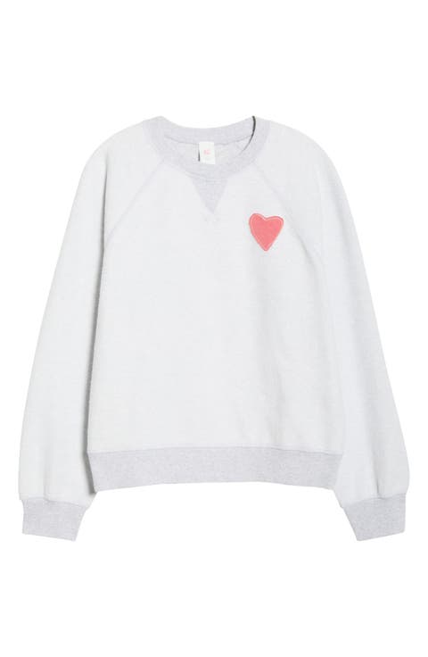 Cloud 9 Heart Appliqué Reversible Fleece Sweatshirt