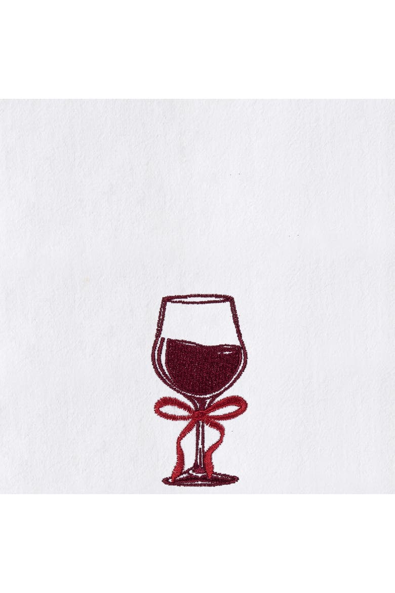 Wine Drink with Ribbon Party Phrases Christmas Towel, Alternate, color, Red