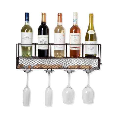 Wall Mounted Wire Wine Shelf and Cork Cage