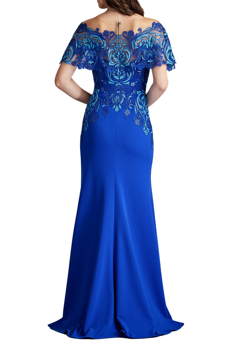 Tadashi Shoji Sequin Lace Bodice Crepe Gown, Alternate, color, 