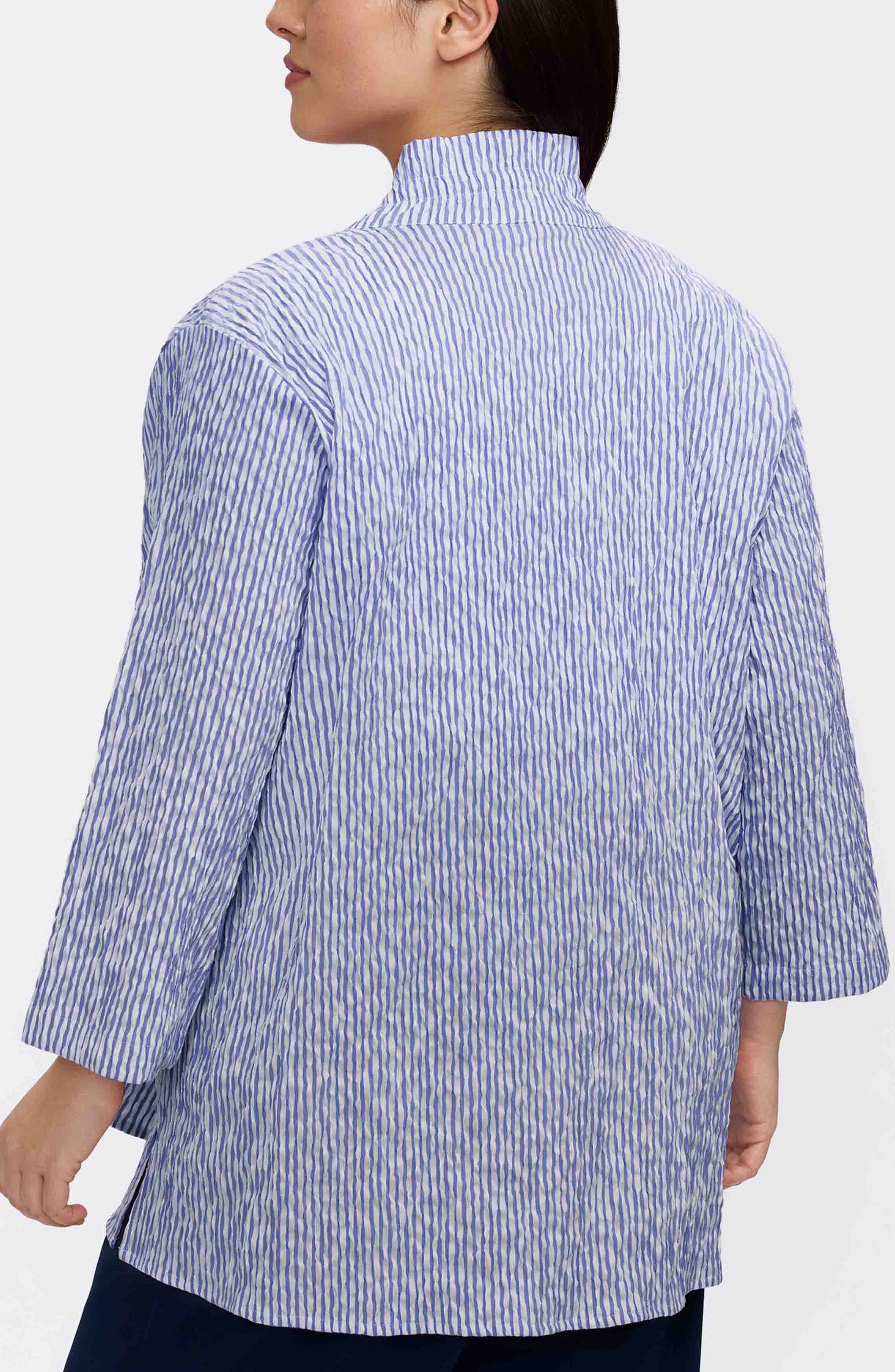 Carolina Stripe Crinkle Jacquard Button-Up Shirt - image 2
