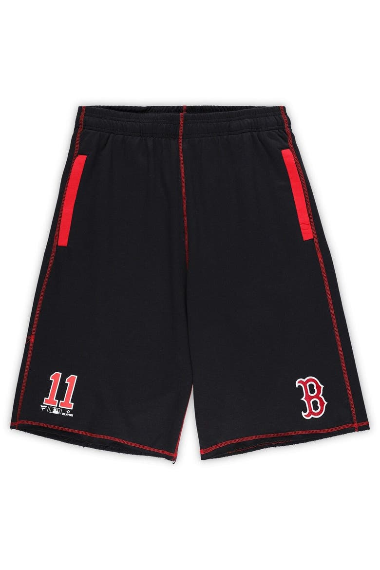 Men's Rafael Devers Black Boston Red Sox Big & Tall Stitched Double-Knit Shorts, Main, color, Black