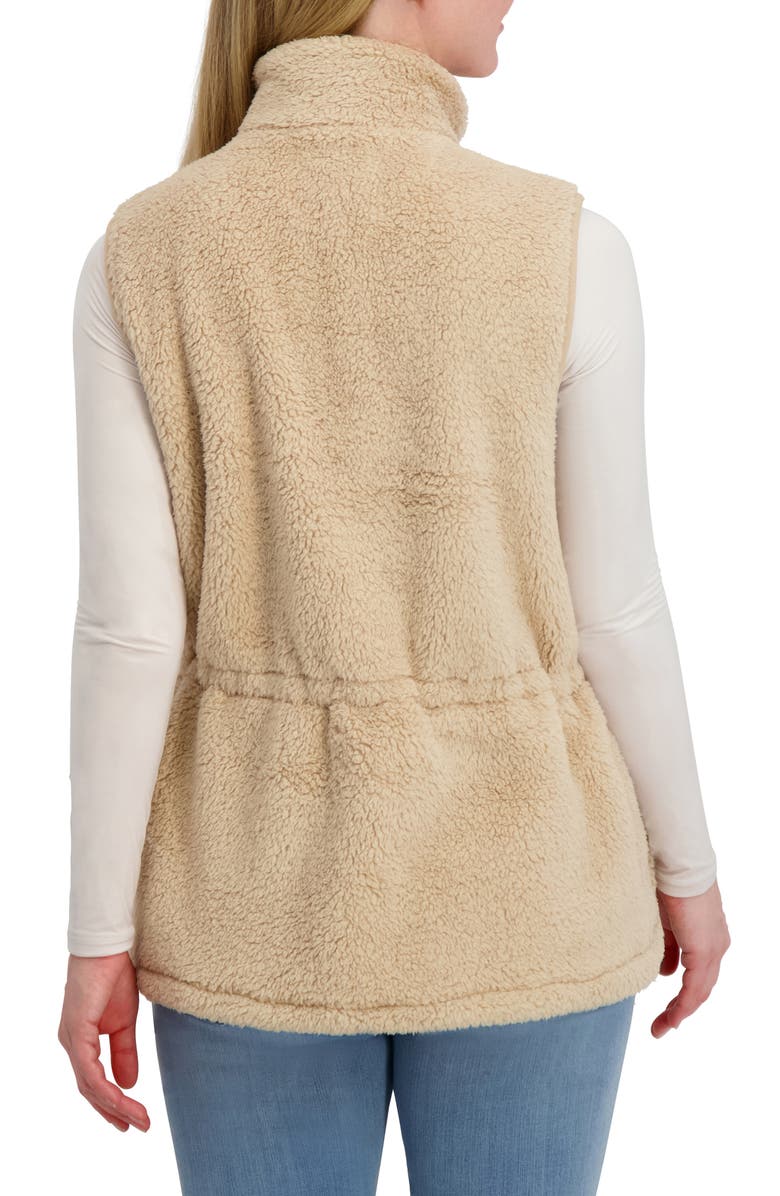 Lucky Brand Faux Shearling Zip Front Vest, Alternate, color, Khaki