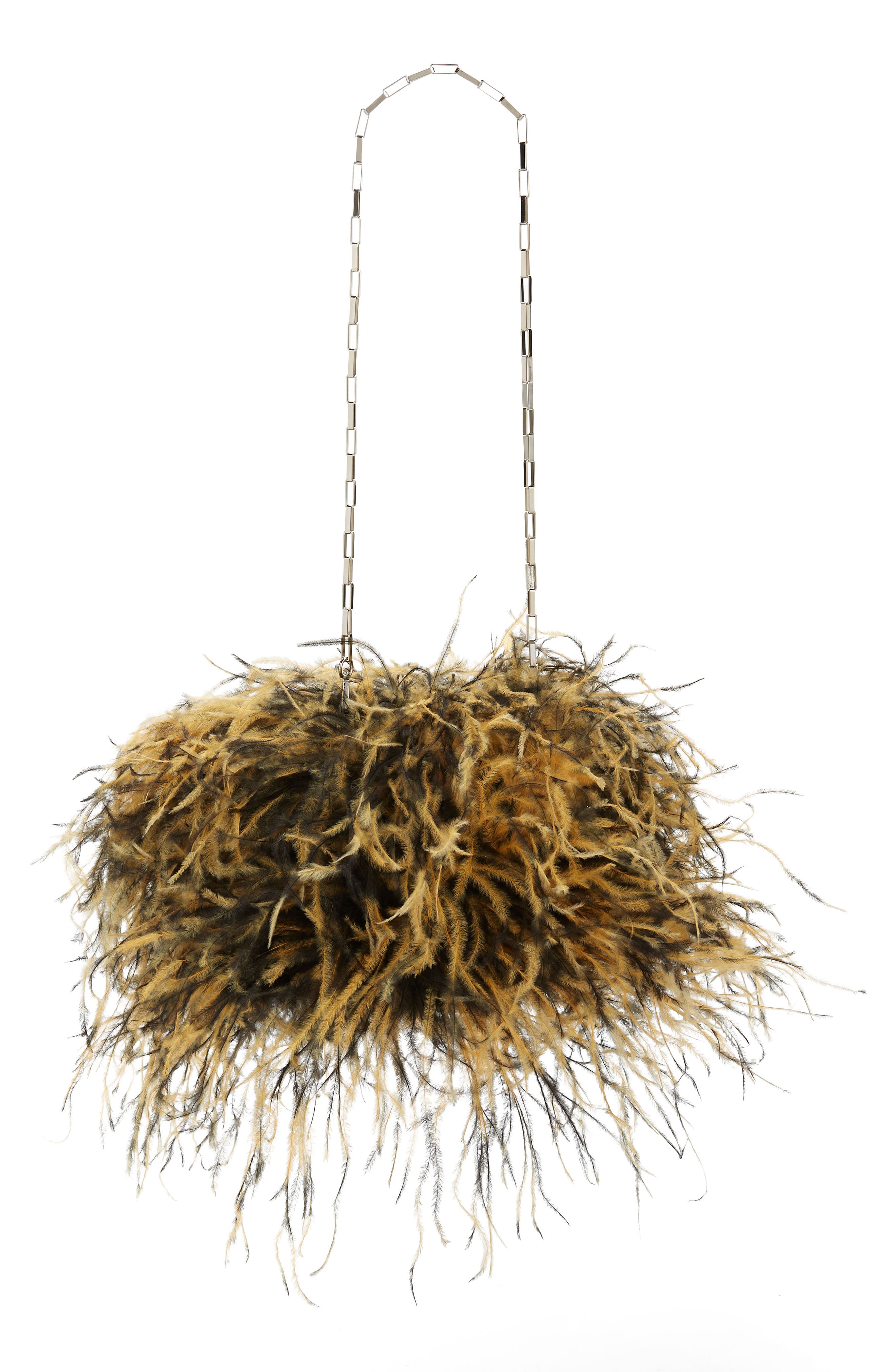 The Attico Midnight Feather Frame Clutch, Alternate, color, 