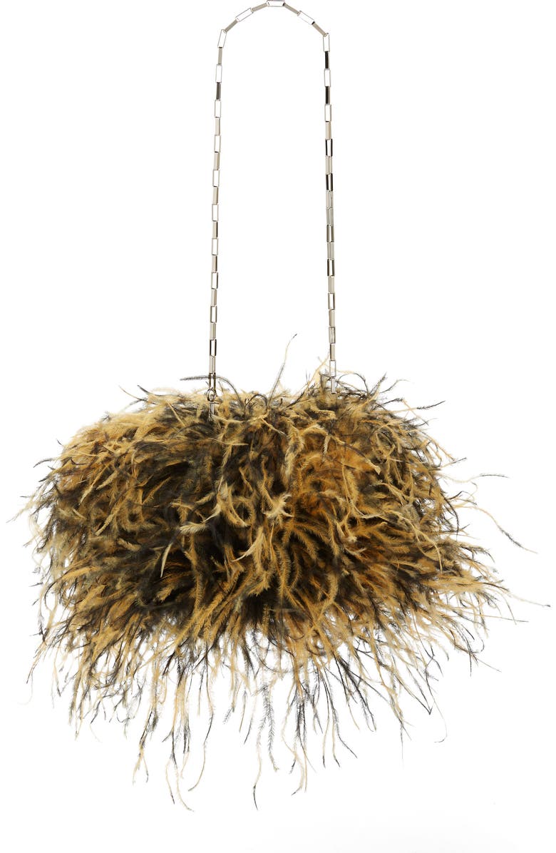 The Attico Midnight Feather Frame Clutch, Alternate, color,