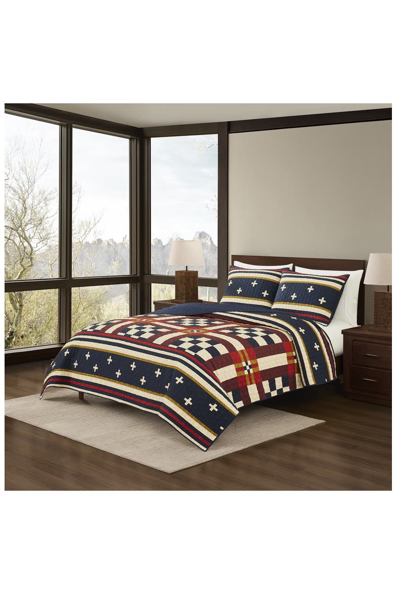 Scout Stripe Quilt & Shams Set, Alternate, color, NAVY